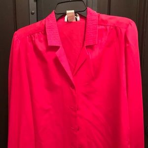 Pink silky blouse, petite